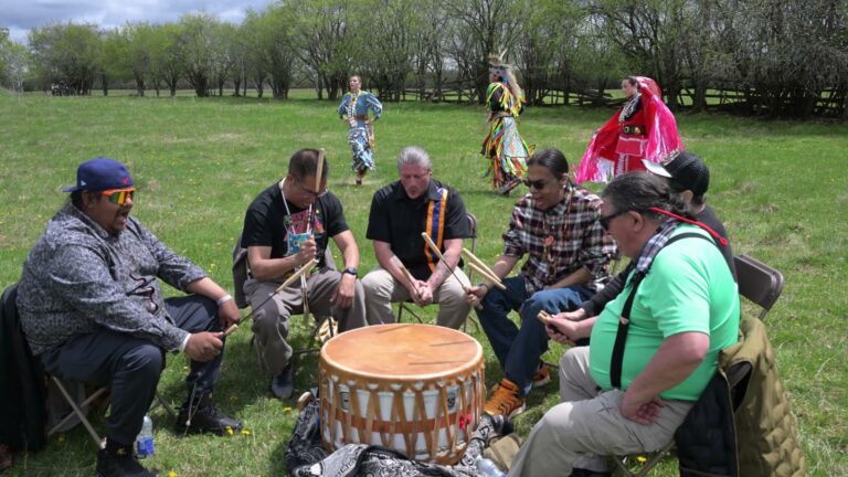Drummers and dancers during the Golden Leaf Aki Ceremony